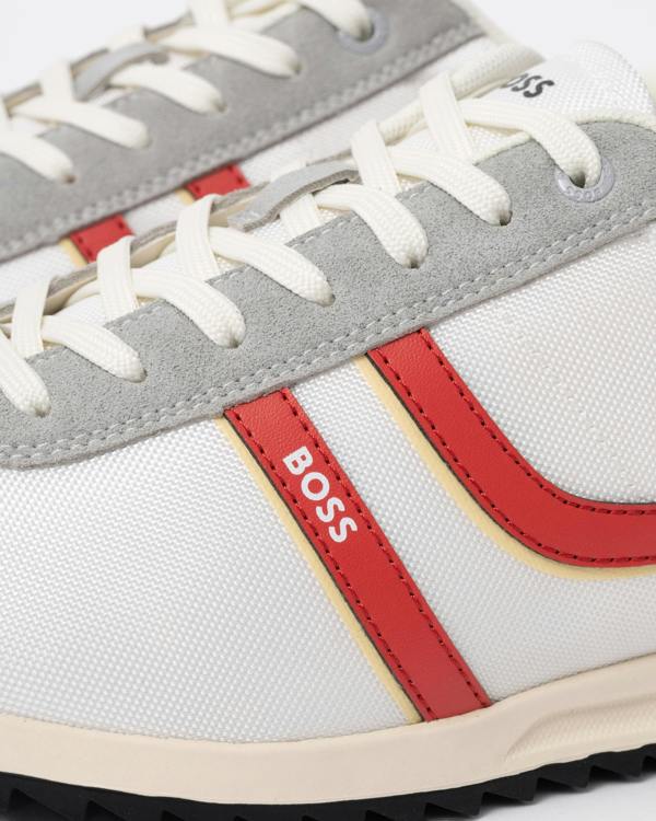 BOSS Orange Zayn Mens Low-Top Trainers with Faux-Leather Trims - Open White 126