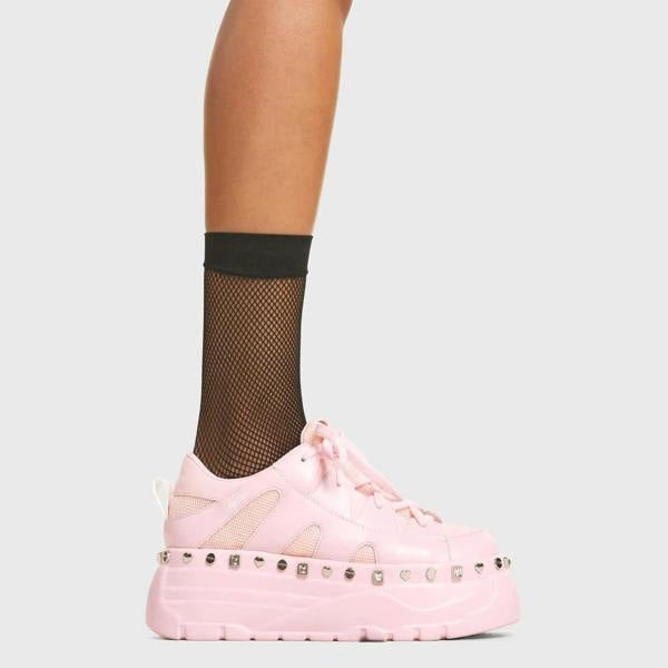 Lamoda Peachy Keen Pink PU Platform Heels Trendy Stylish Statement Shoes