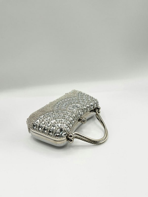 SVNX Embellished Fringe Clutch Bag In Silver