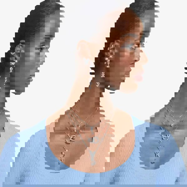 Swarovski Dextera White Interlocking Loop Rhodium Plated Necklace 5670251