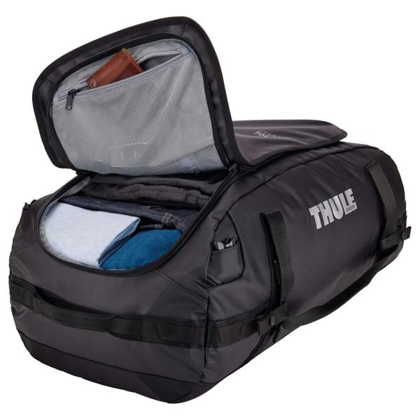 Thule Chasm 70L Duffel Bag Black Travel Luggage Backpack Recycled