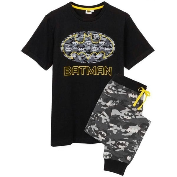 Batman Mens Logo Camo Long Pyjama Set - Black/Grey