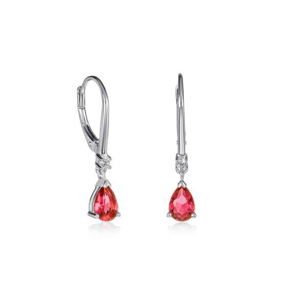 namana 925 Sterling Silver Red Pear Drop Cubic Zirconia Leverback Dangle Earrings