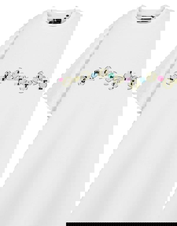 Show Me The Merch Womens White Friendship Bracelet Short Sleeved T-Shirt