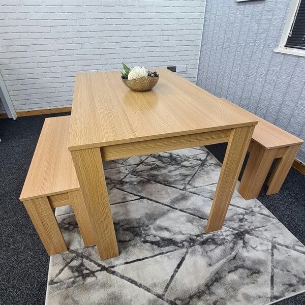 Kosy Koala Dining Table Set with 2 Benches Dining Room and Kitchen table set of 2