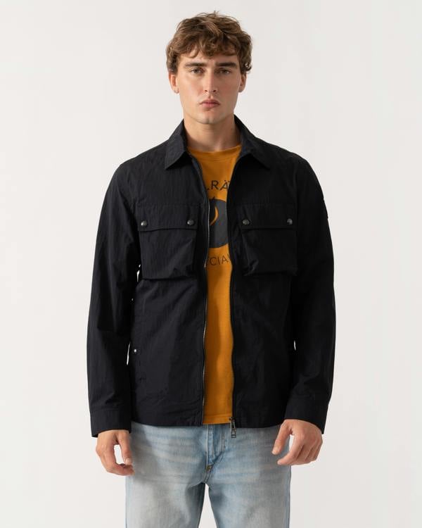 Zipped open shot of Belstaff Mens Tourer Overshirt - Black