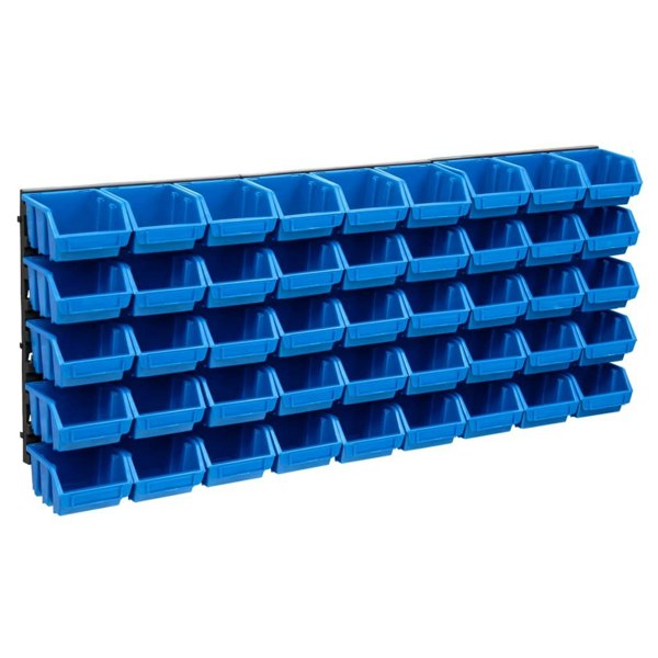 Berkfield 48 Piece Storage Bin Kit with Wall Panels Blue and Black
