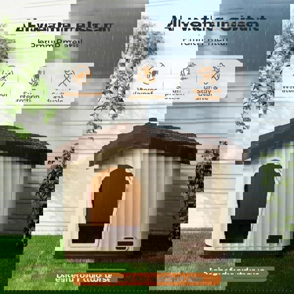 Skylos Plastic Dog House Pet Kennel Shelter for Small Medium Dogs Indoor Outdoor