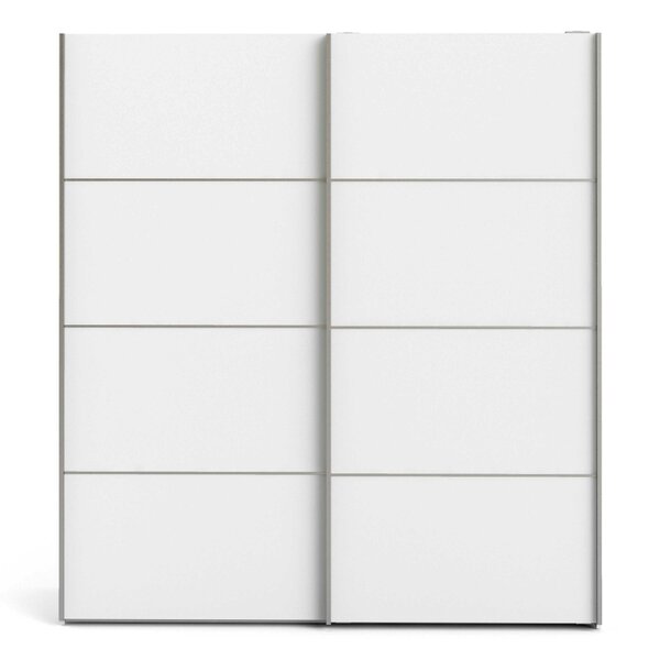 Wyld Haus Bordeaux Wide White Double Sliding Door Wardrobe 5 Shelves 180cm