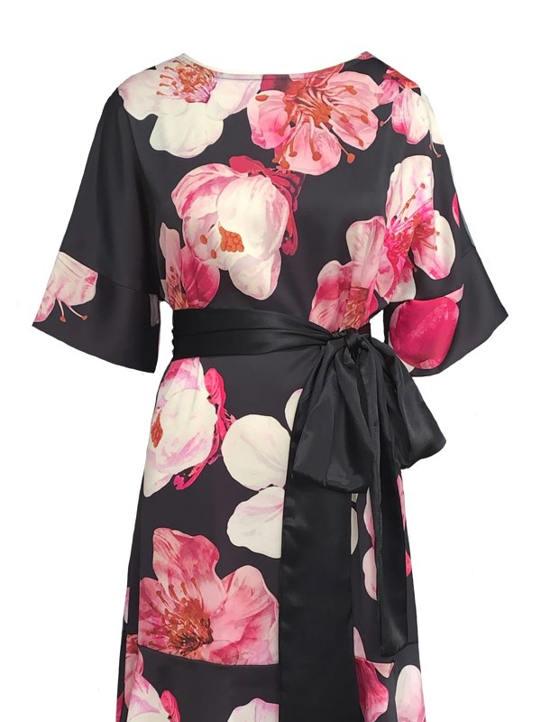 Frock Tales Middlemist Dress - Black And Pink Print