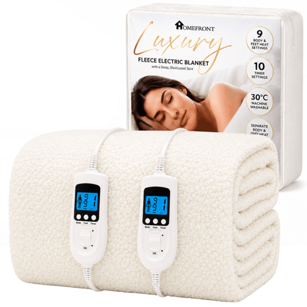 Homefront King Size Luxury Fleece Electric Blanket With Digital Control, 9 Heat Settings and Timer Setting