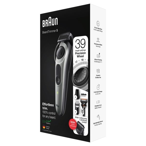 Braun Beard Trimmer 5 BT5260, Beard Trimmer For Men, Hair Clipper, For Face, Hair