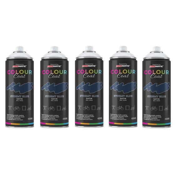 Colour Coat 5X Stormy Blue RAL 5008 Satin Spray Paint 400ml