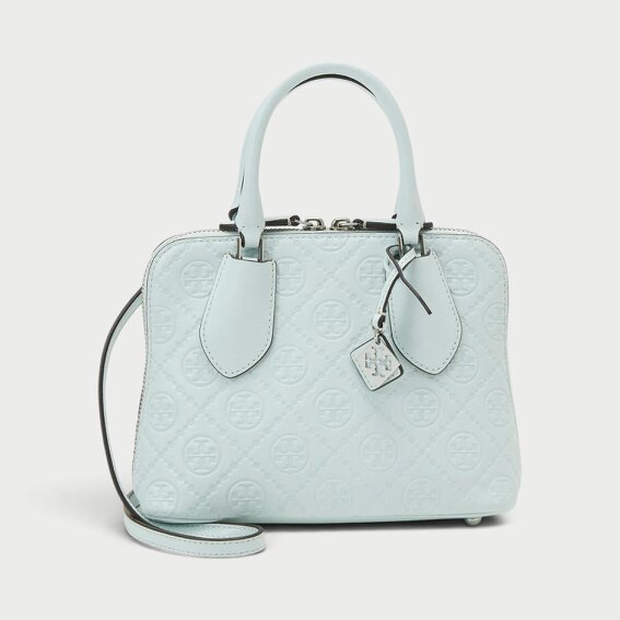 Tory Burch Monogram T Logo Leather Mini Swing Bag Ice Blue