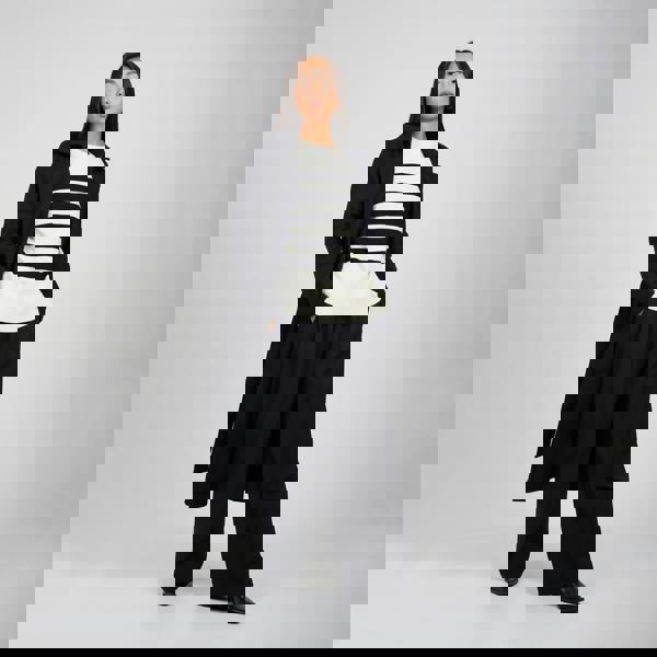 Brave Soul Ivory Striped Loose Fit Jumper with Wide Sleeves - Ivory Image 3