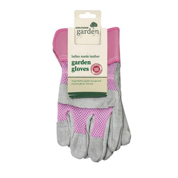 Kingfisher Ladies Suede Leather Rigger Garden Gloves - One Colour
