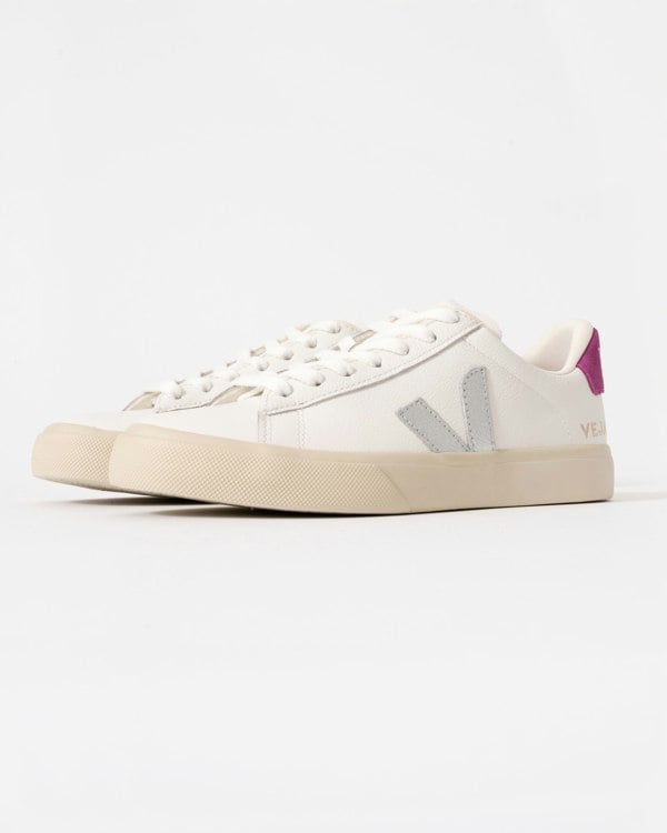 Veja Campo Leather Womens Trainers - White/Silver/Ultraviolet