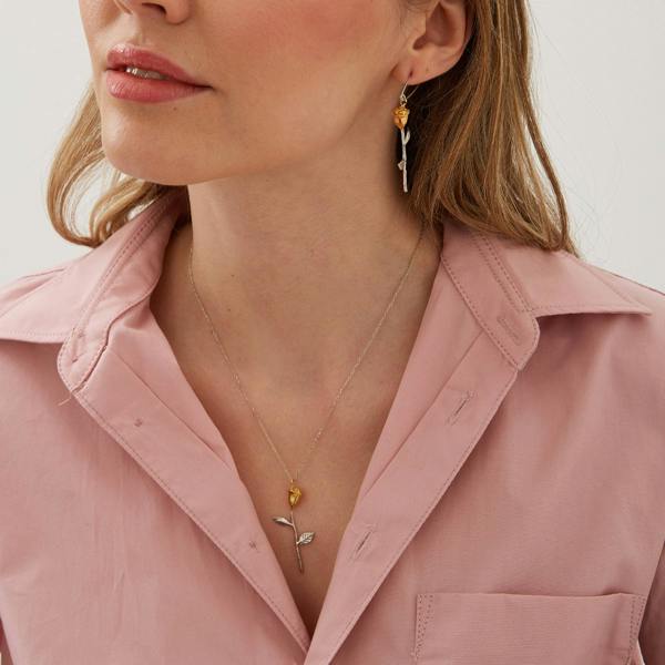 Spero London Safety Pin Gold Color Rose Sterling Silver Earrings