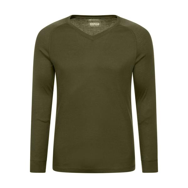 Mountain Warehouse Mens Talus V Neck Thermal Top - Khaki Green - 