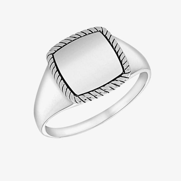 T. H. Baker Silver Square Twist Edge Signet Ring 8.81.0469