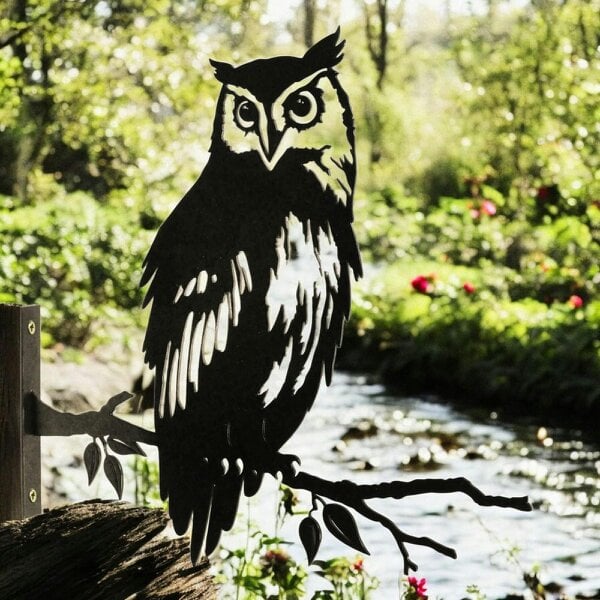 EDH Door Hardware Metal Owl Large Tree Silhouette – 35cm x 29.5cm | Rustic Outdoor & Indoor Wall Art for Garden, Fence, or Home Décor