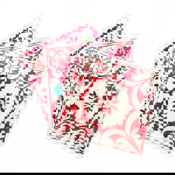 WALPLUS Moroccan Rose Red Mosaic Glossy 3D Sticker Tile 15.4 cm (6 in) - 16pcs in a pack