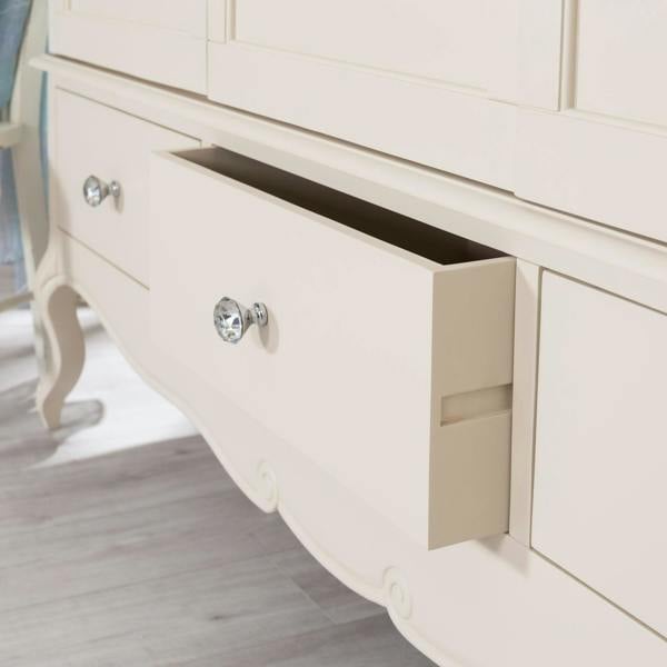 Statement Furniture Juliette Large 3 Door Wardrobe. French Style Triple Wardrobe with Crystal Handles