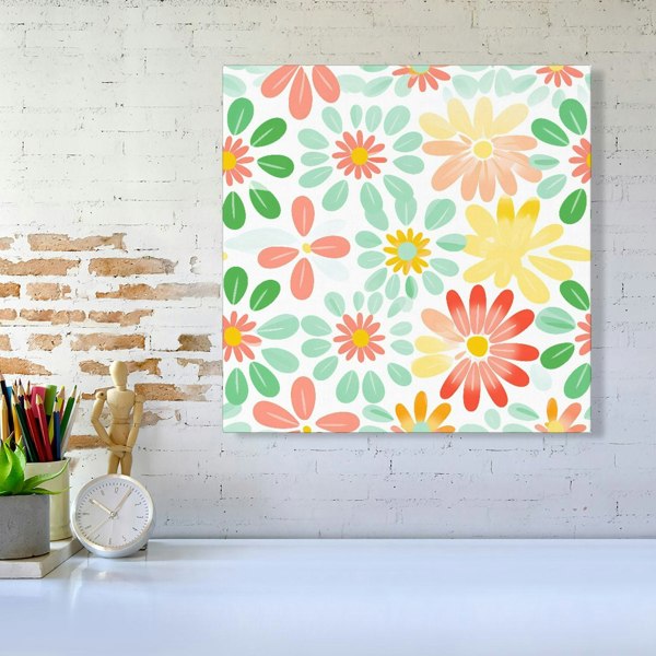 Warren Reed Green and Yellow Flowers Canvas