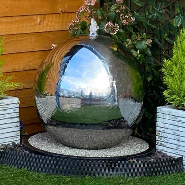 Tranquillity Water Features 50cm Stainless Steel Sphere Modern Metal Water Feature