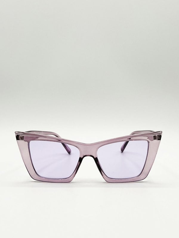SVNX Oversized angular cateye sunglasses in Purple