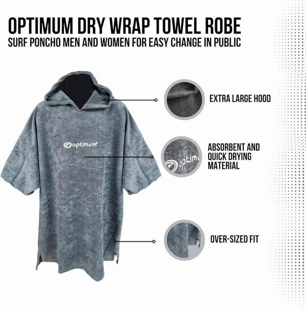 Drywrap Hooded Towel Robe – Beach Changing Poncho - Optimum