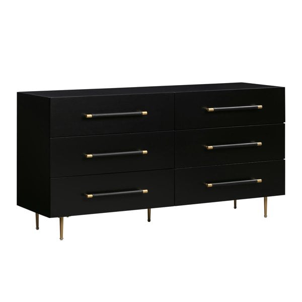 Furniture Edit Trident Black 6 Drawer Dresser Chest Of Drawers