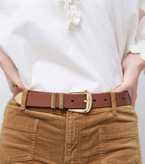 Votch Daisy Vegan Bio-Based Bamboo Western belt in brown