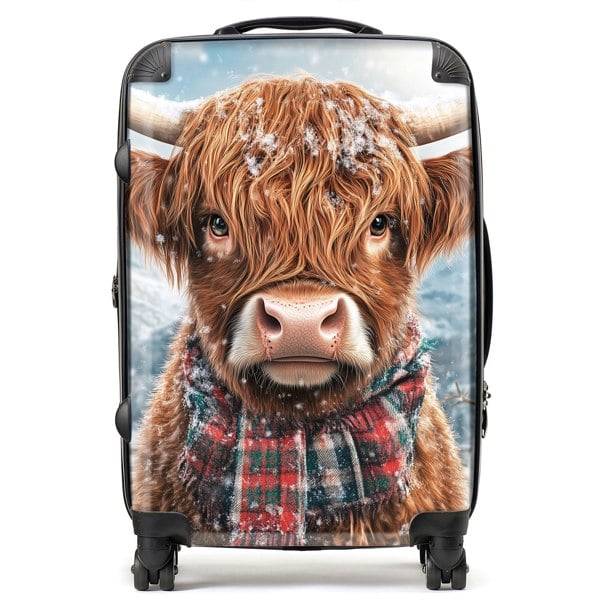 Warren Reed Snowy Highland Cow Suitcase