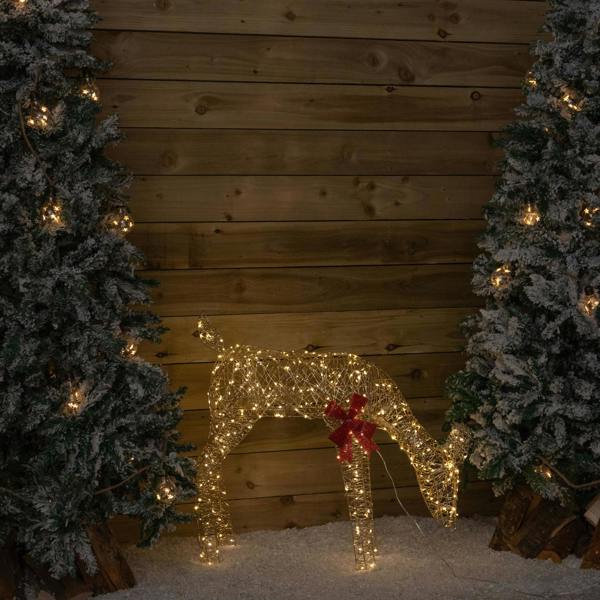 Samuel Alexander 72cm Gold Twist Grazing Doe Light Up Christmas Decoration with 300 Warm White LEDs