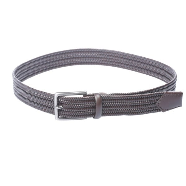 Boss Semyo Woven Leather Belt - Dark Brown