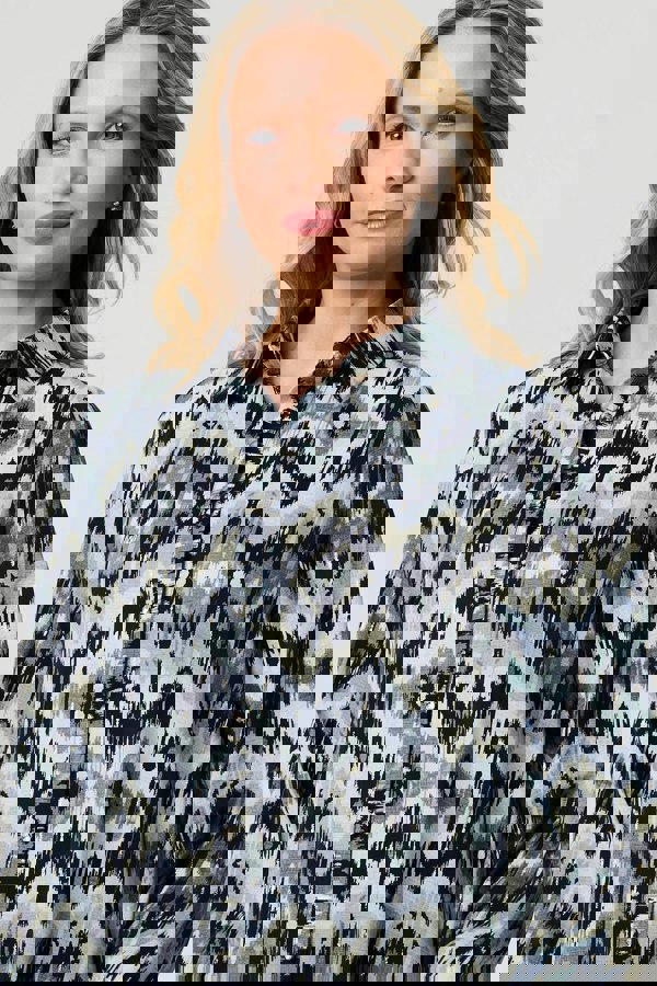 Black | Aztec Print High Low Long Sleeve Shirt
