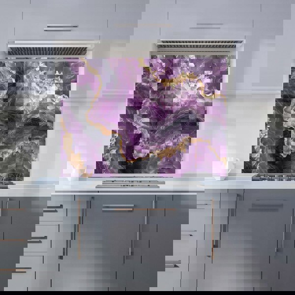 Warren Reed - Designer Deep Purple Marble Effect Kitchen Splashback