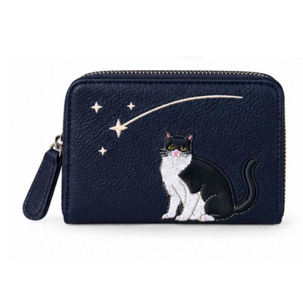 Fores Collection Cat & Butterfly Embroidered Zip Around Purse