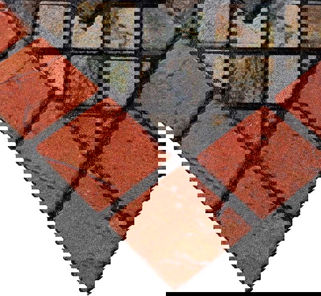 Nicoman Elegant Tile Effect Doormat - Red Edge