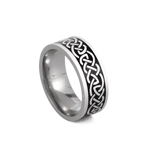 The Colourful Aura 8mm Mens Celtic knot Stainless Steel Braided Unisex Wedding Band Ring