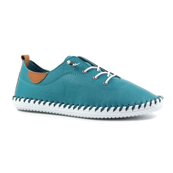 Lunar Women's St Ives Leather Plimsolls - Teal