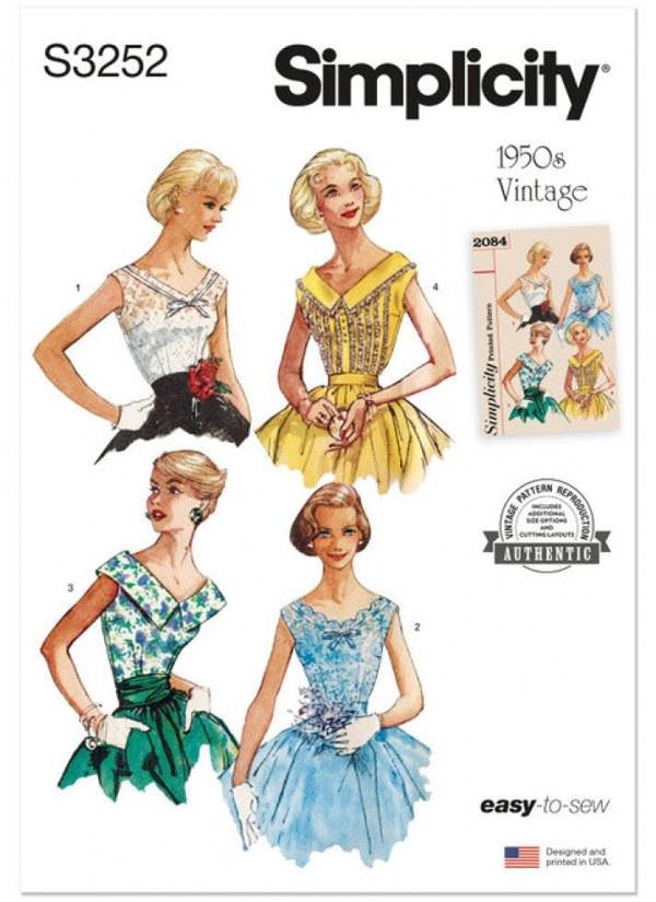 Simplicity Sewing Pattern 3252, Tops, Vintage Style for Women, N5 (10-12-14-16-18) - Easy