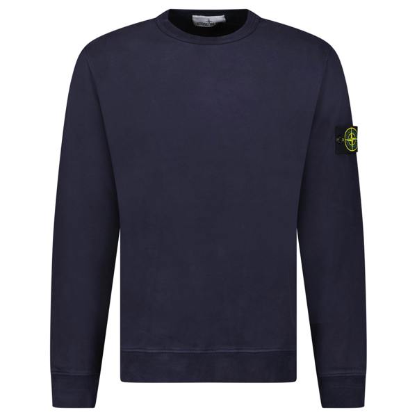 Stone Island Brushed Organic Cotton Sweatshirt Dark Blue - chancefashionco