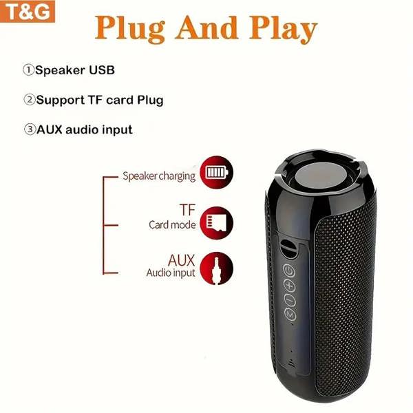 Dyzi Portable Wireless Bluetooth Speaker TG-117 with TF/Flash Drive BT 5.3 Stereo Sound & Booming Bass