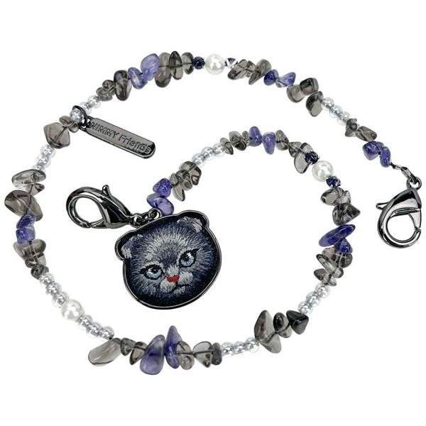 Nimmy Friends Nimmy Big Eye Cute Pet Black Cat Mobile Phone Chain Bag Charm Crystal Bracelet Black - N-CXMC-SL-03