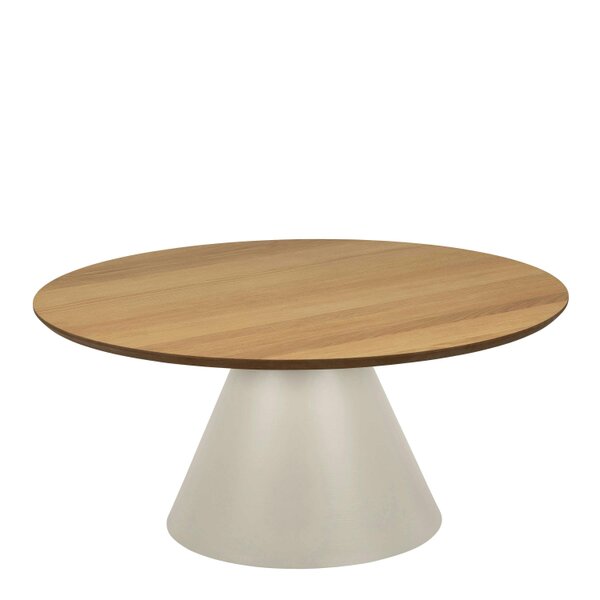 Wyld Haus Hamburg Low Round Oak Veneer Coffee Table Pillar Steel Base