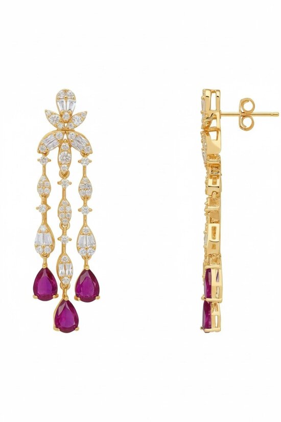 Latelita Duchess Ruby Drop Earrings Gold