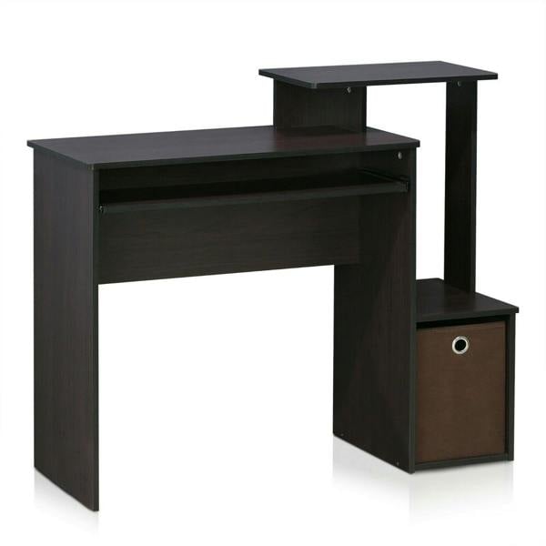 WALPLUS Econ Multipurpose Home Office Computer Writing Desk w/Bin, Dark Walnut | Modern Desk Designed for Contemporary Interiors | 12095DWN