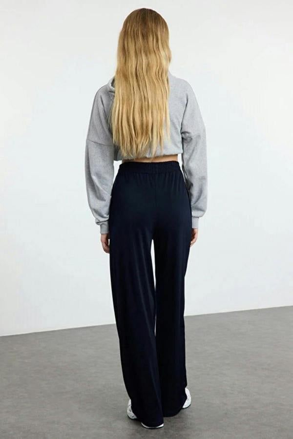 WOVCOR Relaxed Cut High Waist Flexible Trousers